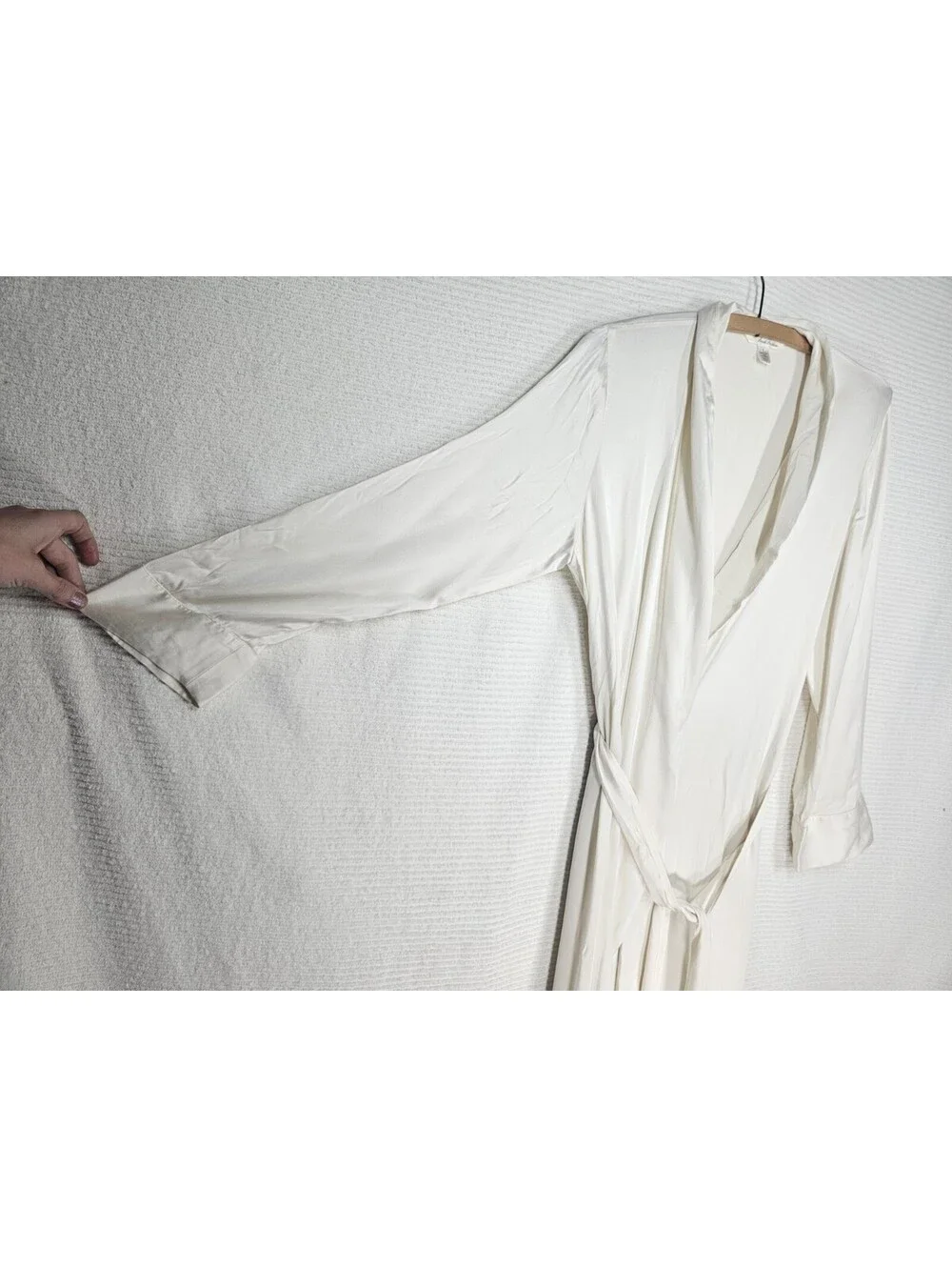 Ivory Satin Robe 93% Silk Brooks Brothers S Dressing Gown wSash Bridal Wedding
